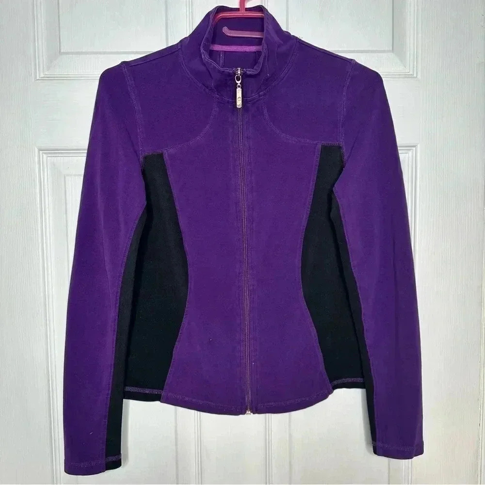 Smart Set Sweatshirt Zip Up Purple & Black Size Small